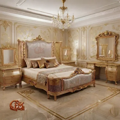 Chinioti Furniture Bedset Design B1 Luxury Royal Italian Carved Suite