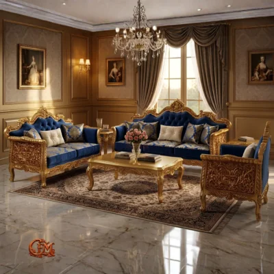 Chinioti Furniture Sofaset Design S6 Royal Antique Gold Classical Palace