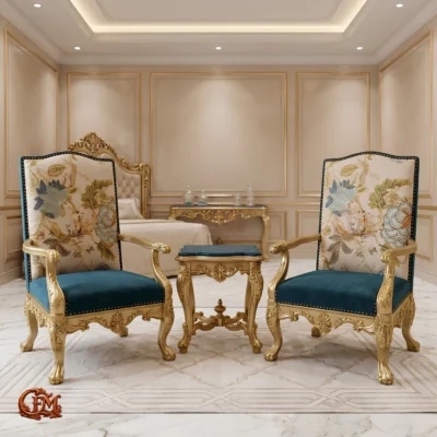 Chinioti furniture Bedroom Chair Set with Coffee Table BC11 Elegant Pattern Design
