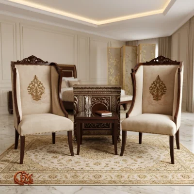 Chinioti furniture Bedroom Chair Set Coffee Table BC12 Elegant Wingback Design