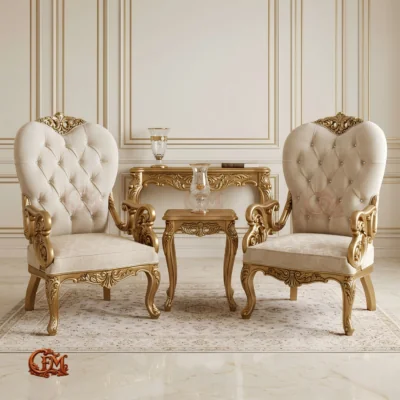 Chinioti furniture Bedroom Chair Set with Coffee Table BC14 Elegant Tufted Design