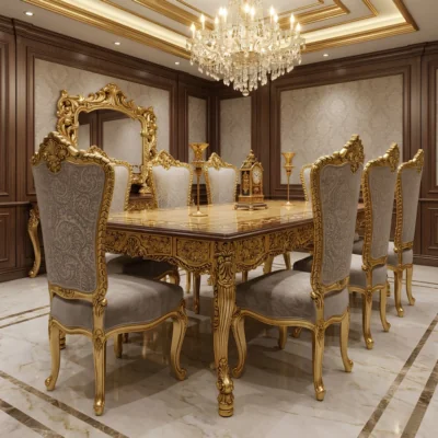 Chinioti Furniture Dining Table Set design DT12 Baroque Dome Crown Imperial