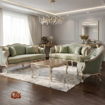 Chinioti Furniture Sofa Set Design S2 Royal Italian Neo Classical Mint Pastel