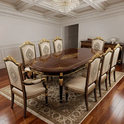 Chinioti Furniture Dining Table Set design DT15 Victorian Medallion Imperial Oval