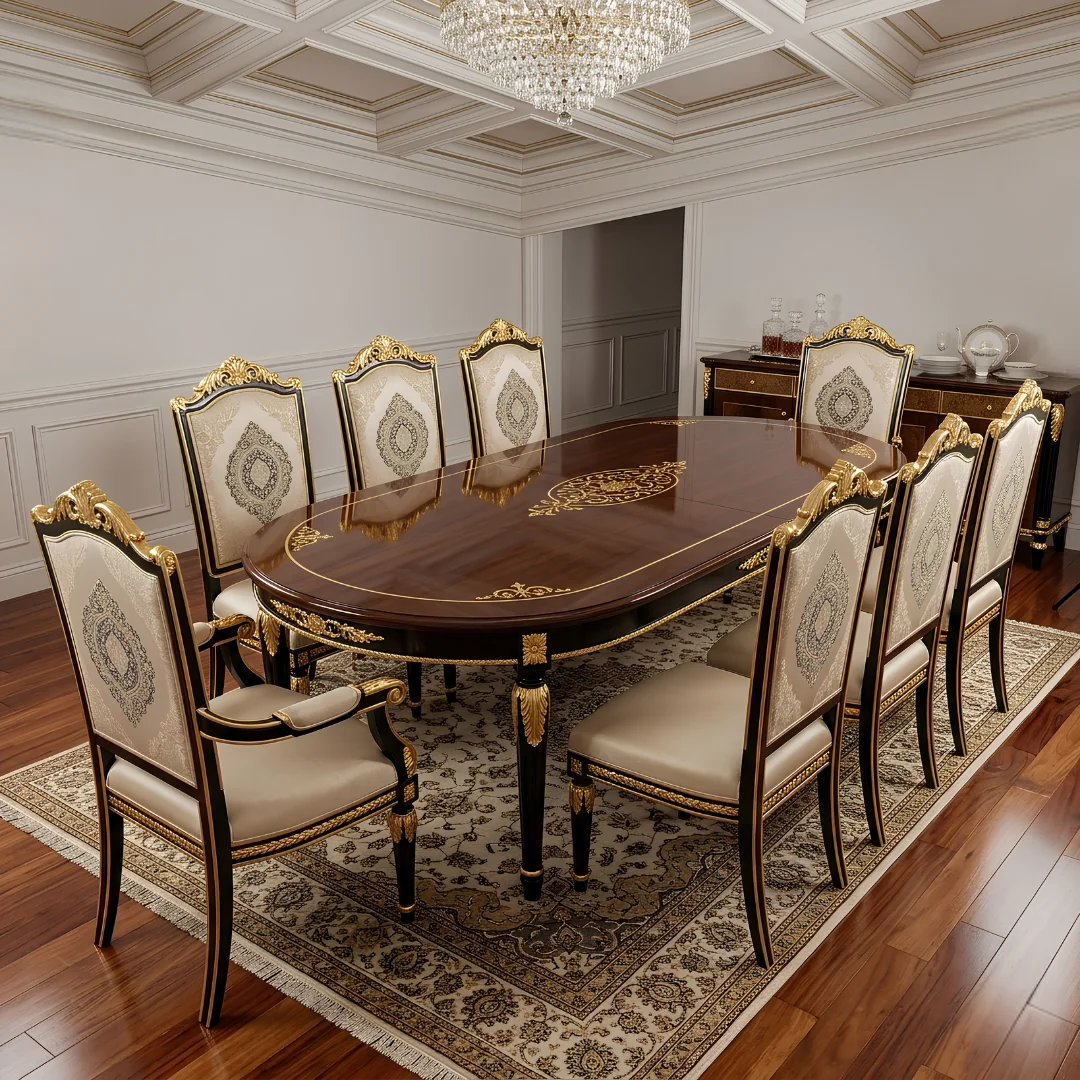 Chinioti Furniture Dining Table Set design DT15 Victorian Medallion Imperial Oval