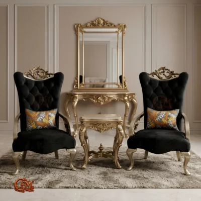 Chinioti furniture Bedroom Chair Set with Coffee Table BC25 Majestic Wingback Monarch