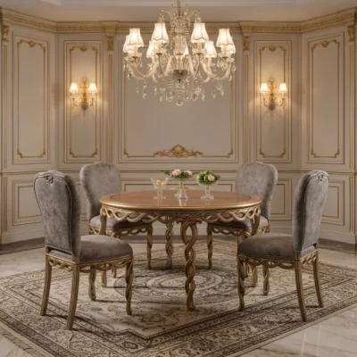 Chinioti Furniture Dining Table Set design DT3 Twisted Spiral Silhouette