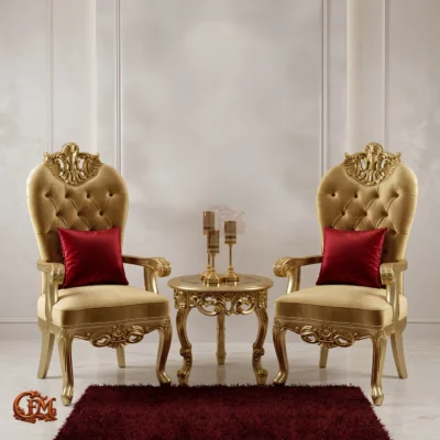Chinioti furniture Bedroom Chair Set with Coffee Table BC29 Imperial Golden Crown