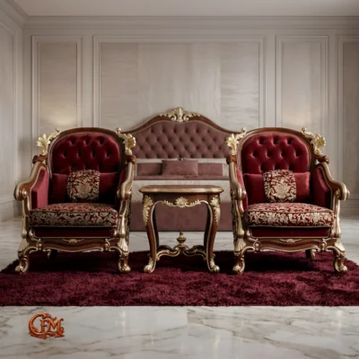 Chinioti furniture Bedroom Chair Set with Coffee Table BC30 Crimson Walnut Monarch