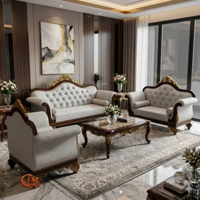 Chinioti Furniture Sofaset Design S5 Royal Tufted Victoria Turkish Walnut