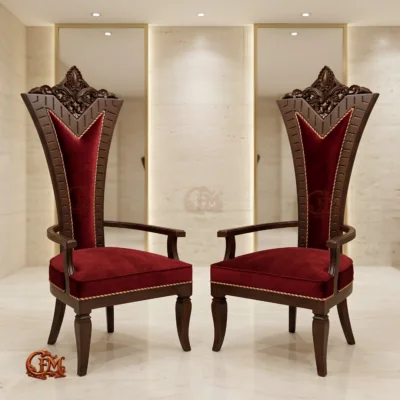 Chinioti furniture Bedroom Chair Set King High Back BC8 Maroon Gold